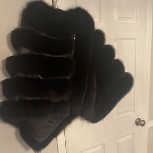 BELLE FARE Dyed Fox Fur Asymmetric Poncho. Brand new w/ tags!